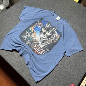 VTG 2013 Sturgis Black Hills Rally Double Sided Wolf Shirt Mens XL Grunge Biker